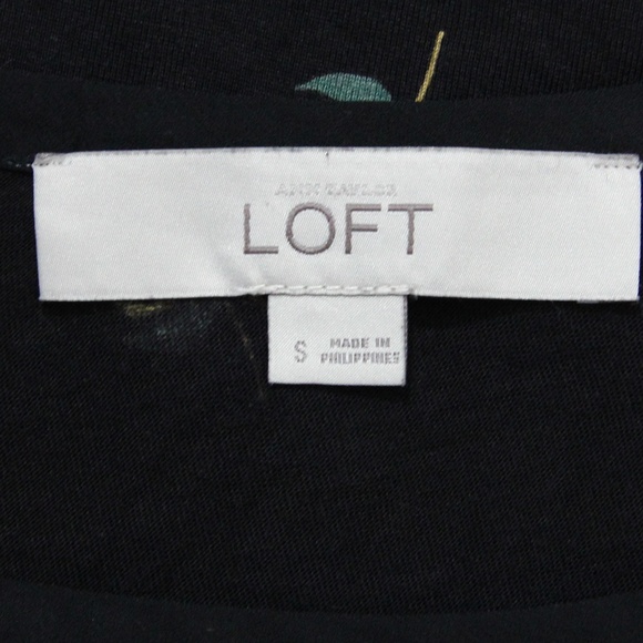 Loft Floral Shirt Small Ruffle Top Black - Picture 7 of 7